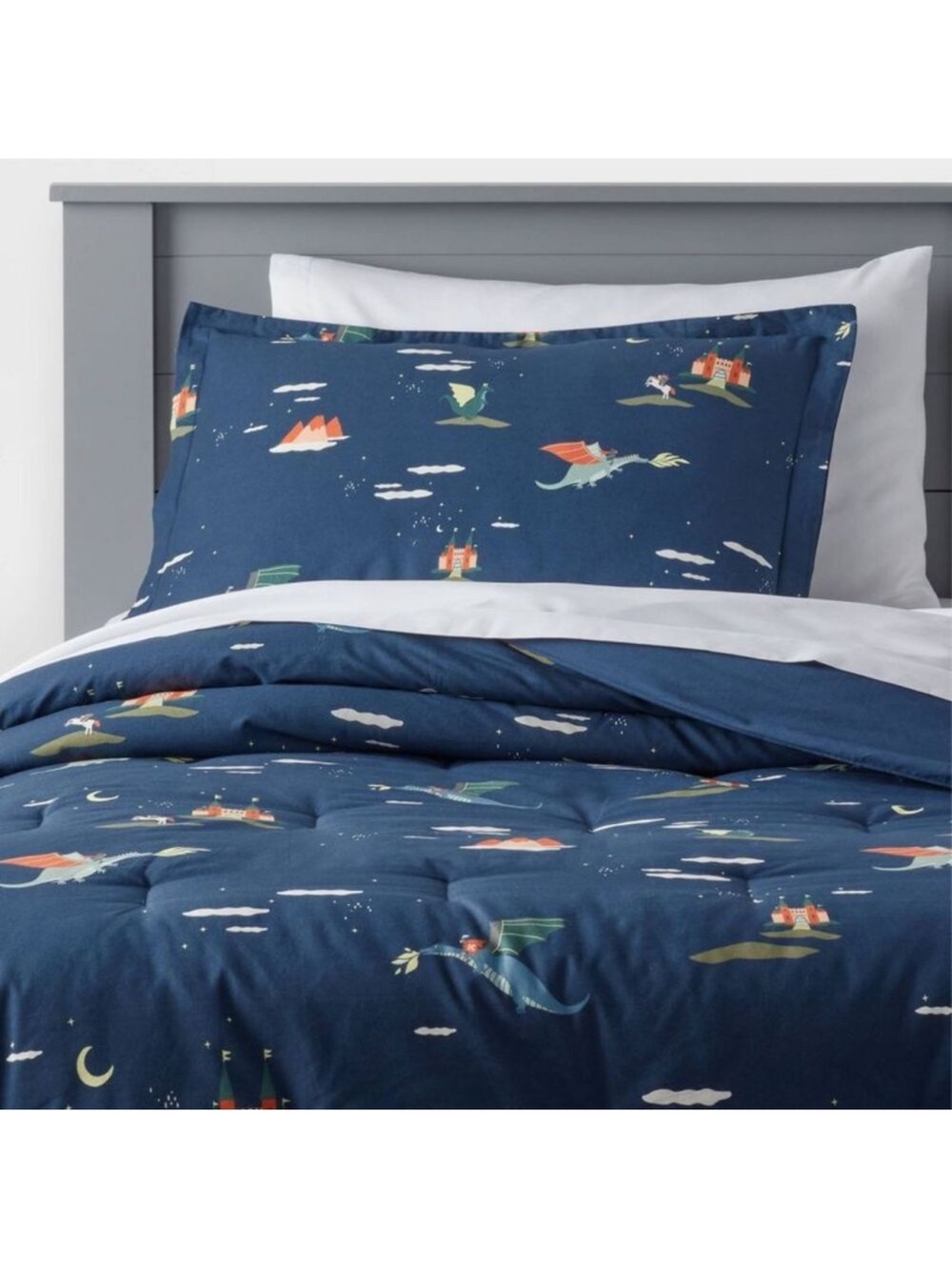 Pillowfort TWIN Dragon Kids' Comforter Quilt Set w/ Pillow Sham NEW
